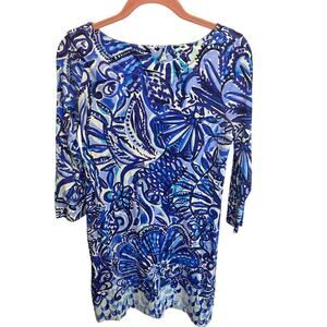 Lilly Pulitzer Hollee Blue Iris Midi Length Quarter Length Sleeve Blue Dress S